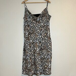 NWT BCBG Paris slip dress XXL leopard print cowl neck spaghetti strap Y2K